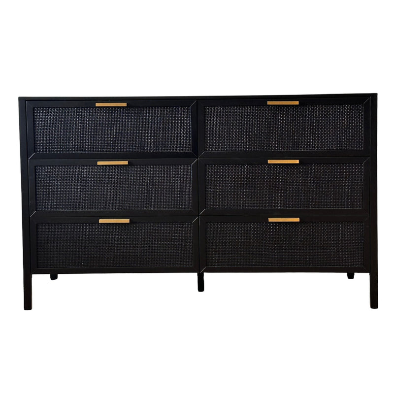 Oneworld Collection NZ Dressers Santorini Dresser 6 Drawer Black