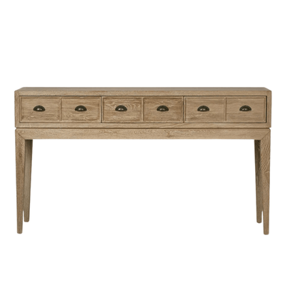 Florabelle Living Hall Table Columbus Oak 6 Drawer ConsoleTable