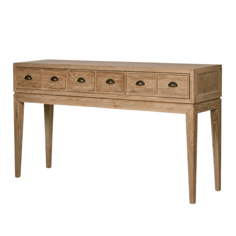 Florabelle Living Hall Table Columbus Oak 6 Drawer ConsoleTable