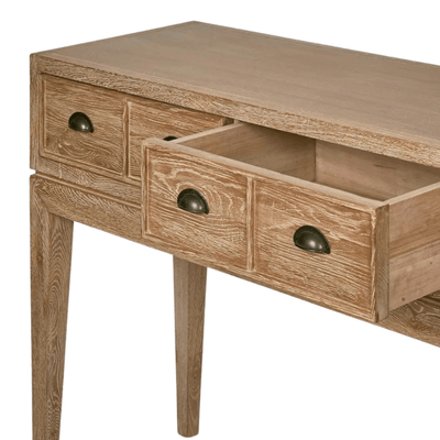 Florabelle Living Hall Table Columbus Oak 6 Drawer ConsoleTable