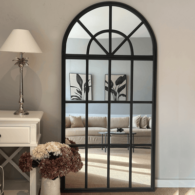 Oneworld Collection Mirrors Hugo Large Iron Arch Mirror With Panes