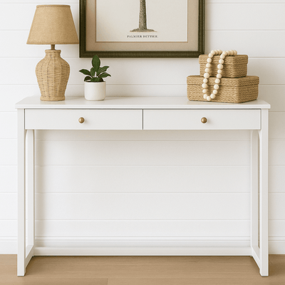 Oneworld Collection NZ Consoles Woodend White Curved Leg Hamptons Console Table