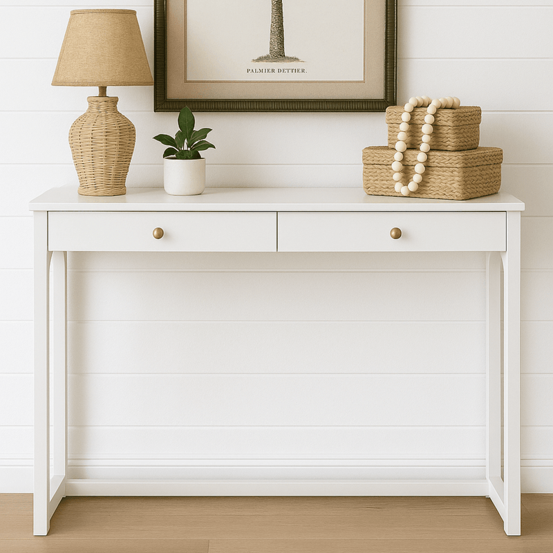 Oneworld Collection NZ Consoles Woodend White Curved Leg Hamptons Console Table