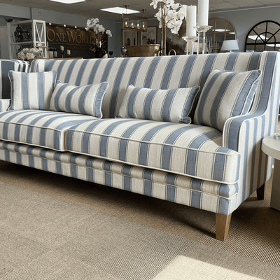 Oneworld Collection NZ 3 Seat Bondi Hamptons 3 Seat Sofa - Blue Sky Stripe