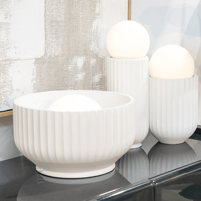 Robert Mark Limited Table Lamps Ribba White Bowl Table Lamp