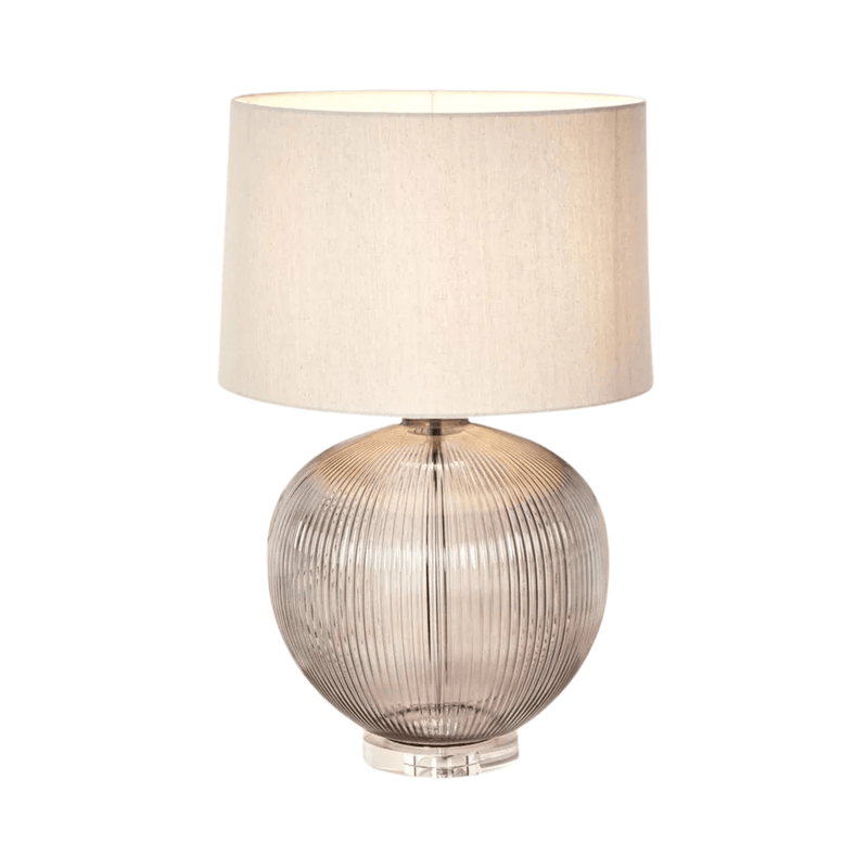 Florabelle Living Table Lamps Linden Smoke Glass Table Lamp w/ Natural Linen Shade