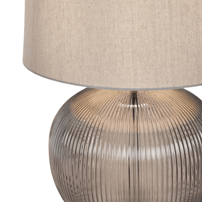 Florabelle Living Table Lamps Linden Smoke Glass Table Lamp w/ Natural Linen Shade