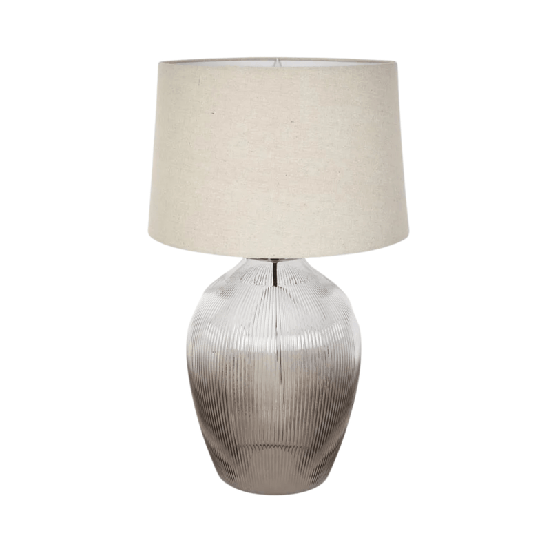 Florabelle Living Table Lamps Misty Glass Table Lamp w/ Natural Linen Shade