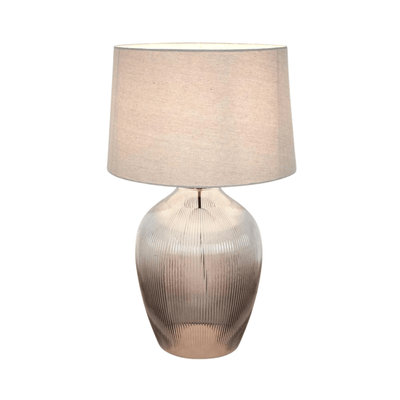 Florabelle Living Table Lamps Misty Glass Table Lamp w/ Natural Linen Shade