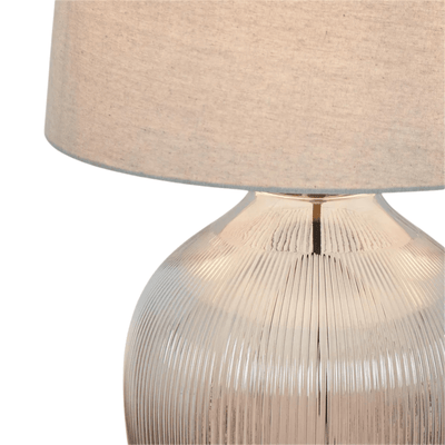 Florabelle Living Table Lamps Misty Glass Table Lamp w/ Natural Linen Shade