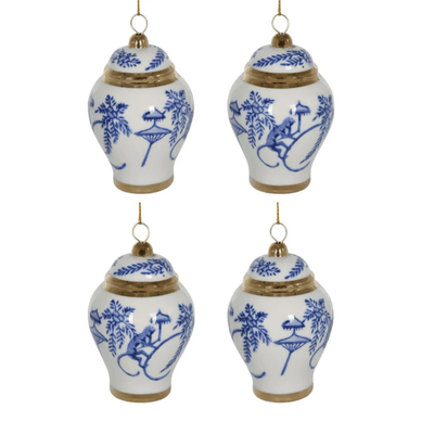Florabelle Living Christmas Chinoiserie Box of 4 Monkey Ginger Jar Ornaments