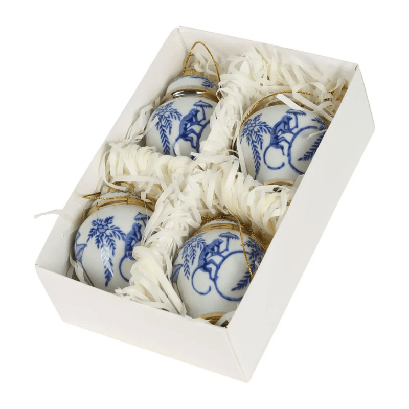 Florabelle Living Christmas Chinoiserie Box of 4 Monkey Ginger Jar Ornaments