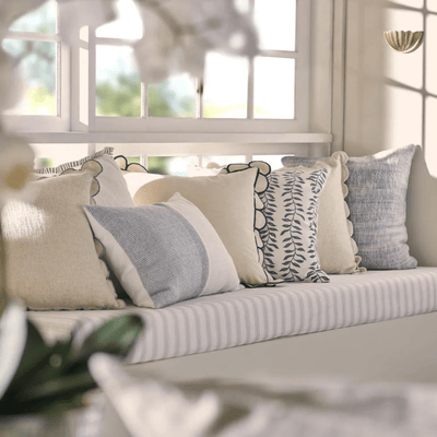 Florabelle Living CUSHIONS Highland Blue and White Cushion 40cm x 60cm