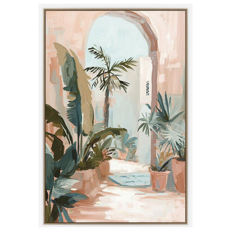 Robert Mark Limited Wall Art Oasis Archway Framed Canvas - A - Natural Frame