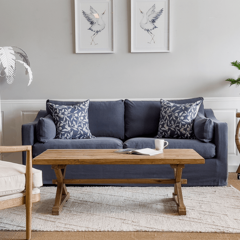 Oneworld Collection NZ 3 Seat Clovelly Hamptons 3 Seat Sofa Navy