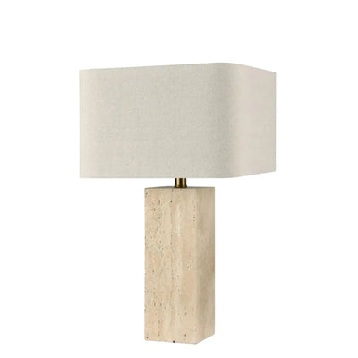 Florabelle Living Table Lamps Imperial Travertine Table Lamp w/ Natural Linen Shade