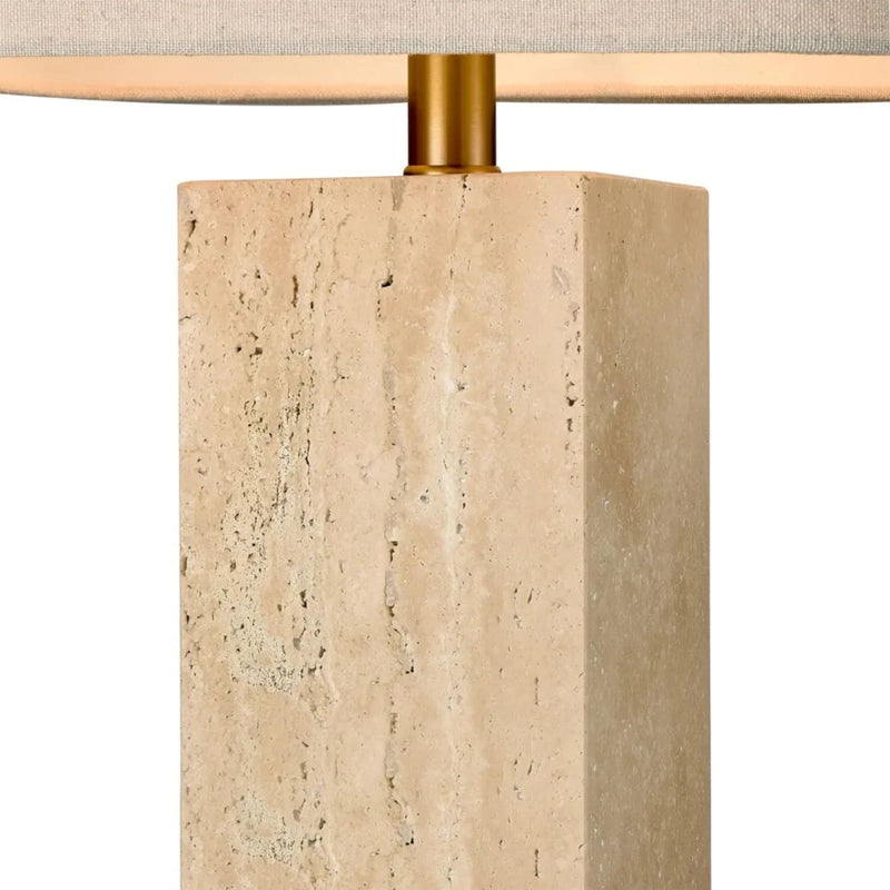 Florabelle Living Table Lamps Imperial Travertine Table Lamp w/ Natural Linen Shade