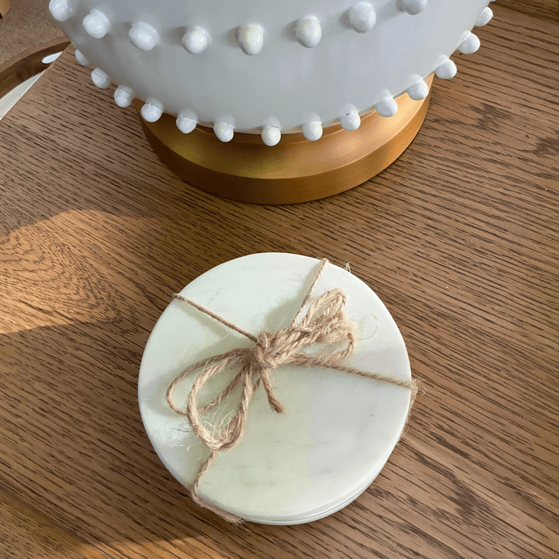Florabelle Living Coasters River Marble Round Coaster White