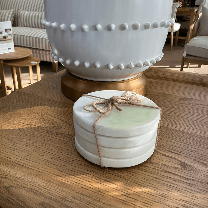 Florabelle Living Coasters River Marble Round Coaster White