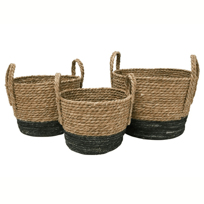 Robert Mark Limited baskets & storage Santai Woven Baskets - Natural & Black Set of 3