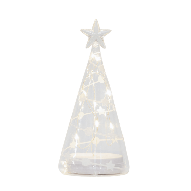 Mish/Stellar HAus Christmas Christmas Table Top Glass Cone Tree 17cm Stars and Dots