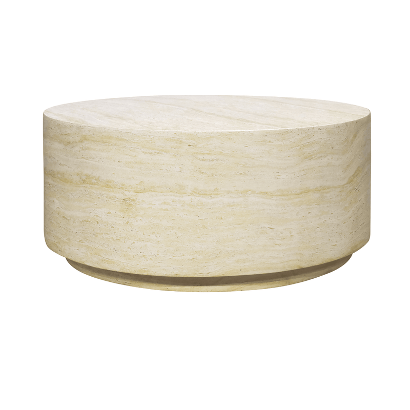 Robert Mark Limited Coffee Tables Lulu Round Coffee Table - Travertine Look - 90cm x 40cm