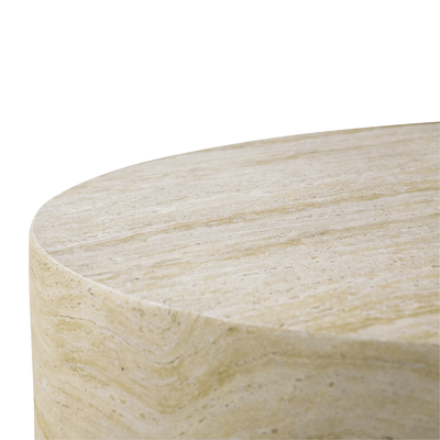 Robert Mark Limited Coffee Tables Lulu Round Coffee Table - Travertine Look - 90cm x 40cm