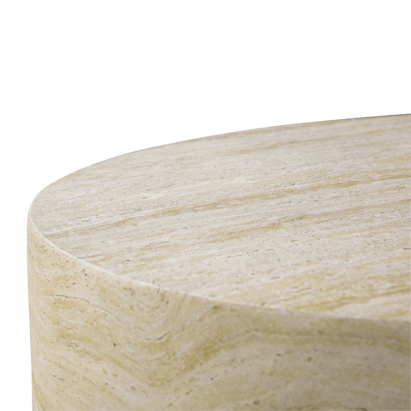 Robert Mark Limited Coffee Tables Lulu Round Coffee Table - Travertine Look - 90cm x 40cm