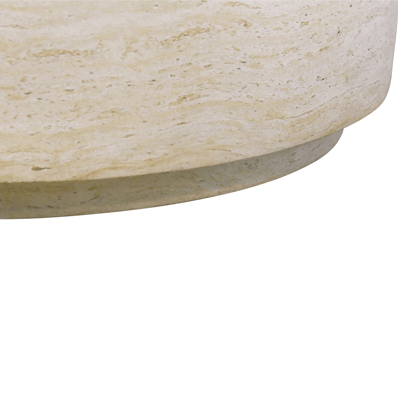 Robert Mark Limited Coffee Tables Lulu Round Coffee Table - Travertine Look - 90cm x 40cm