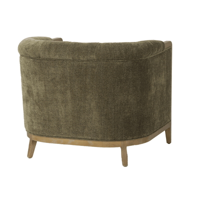 Oneworld Collection NZ Armchairs Louis Green Armchair with Washed Oak Frame