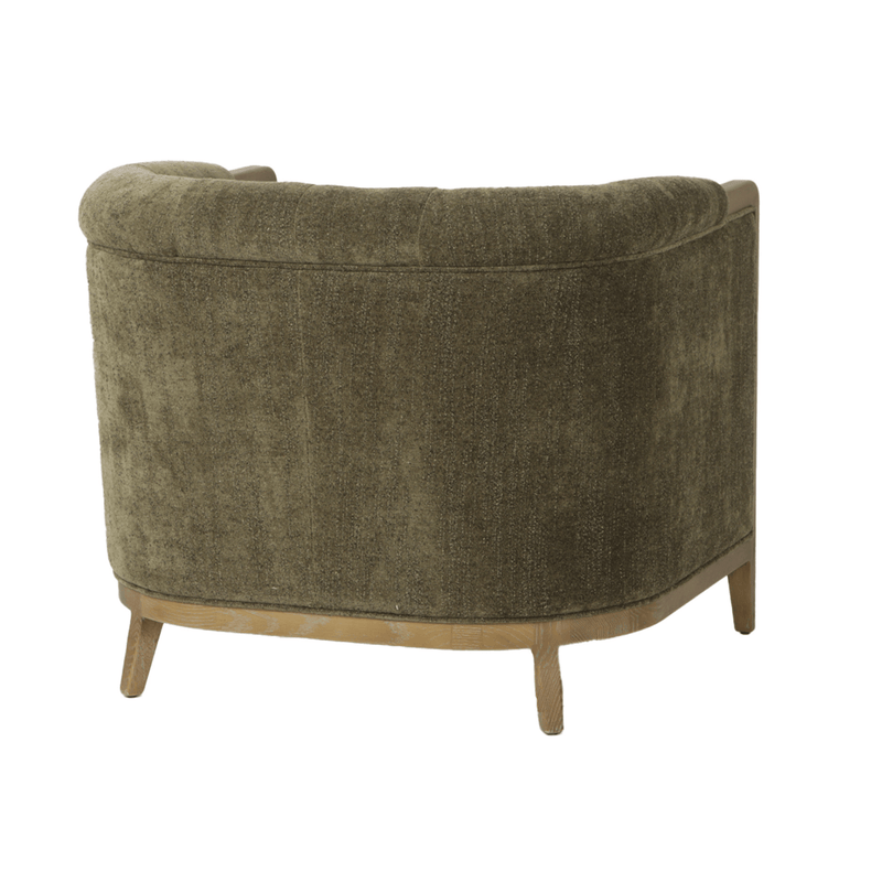 Oneworld Collection NZ Armchairs Louis Green Armchair with Washed Oak Frame