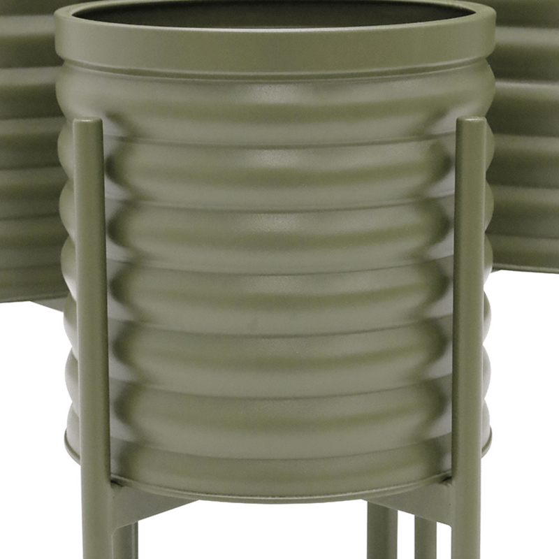 Robert Mark Limited Pots Olive Corrugated Metal Planters Set of 3