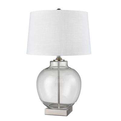 Oneworld Collection table & desk lamps Ellyn Glass and Nickel Lamp with White Linen Shade