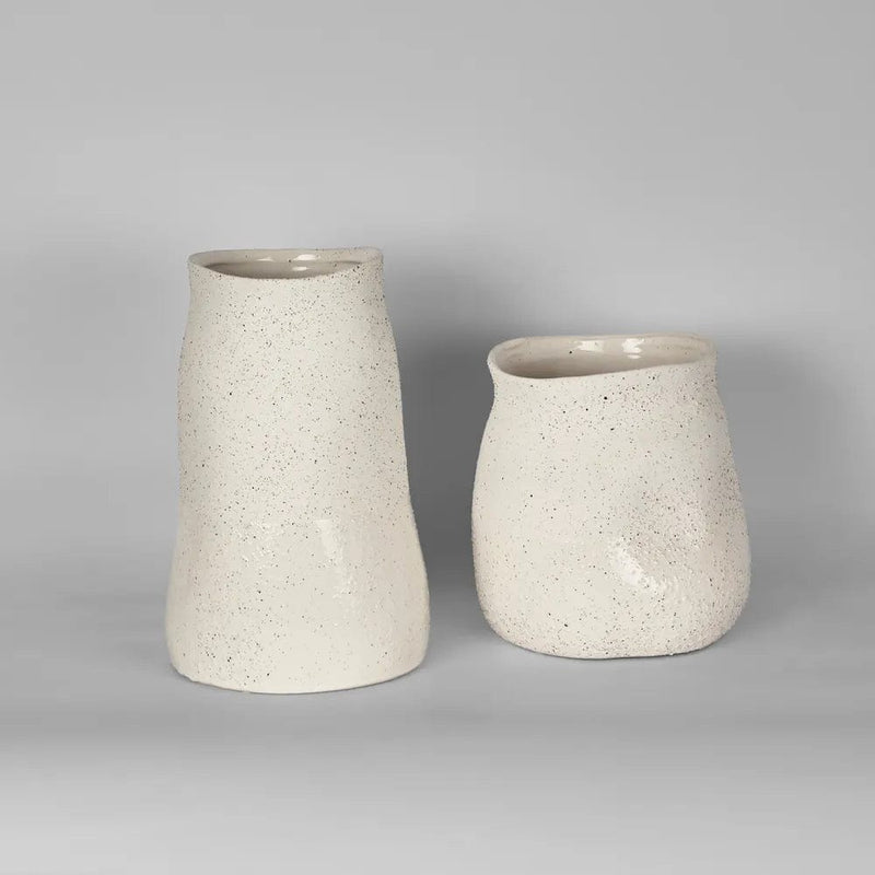 Oneworld Collection decorative Tuba Ceramic Vase Medium White