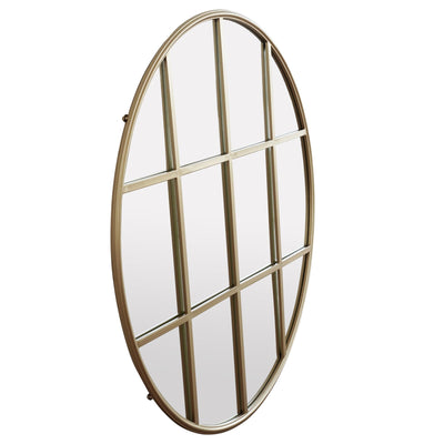 Oneworld Collection mirrors Amelia Gold Rimmed Round Paned Mirror D120cm