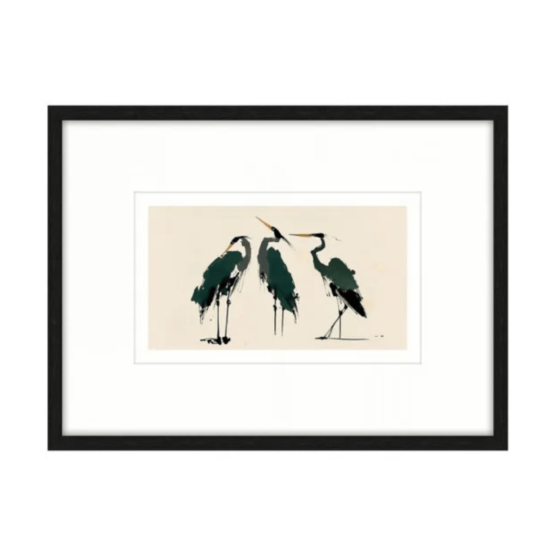 Robert Mark Limited Wall Art Green Herons Canvas w/Black Frame Part B
