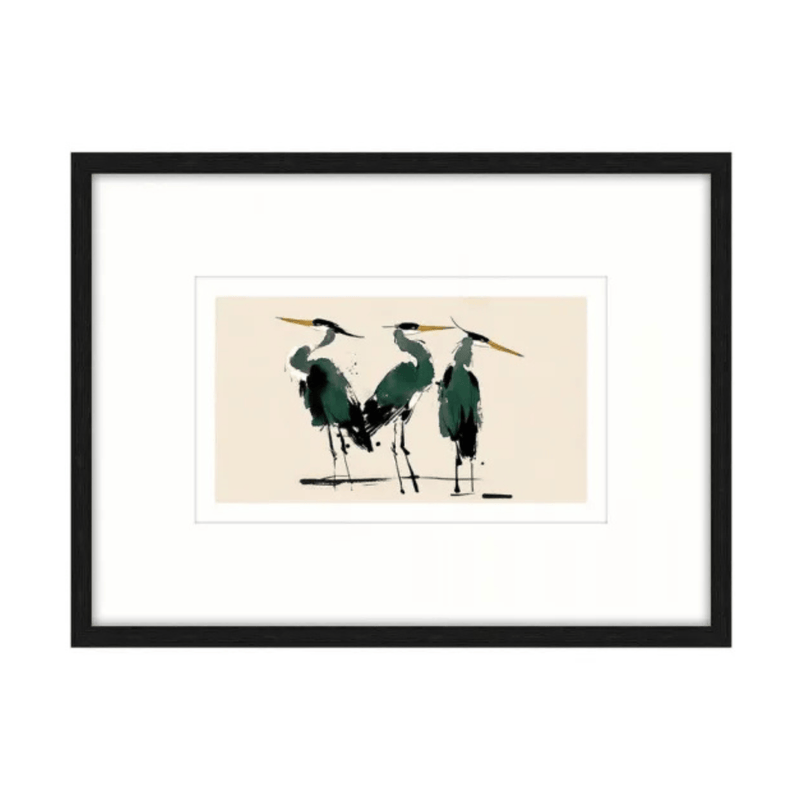 Robert Mark Limited Wall Art Green Herons Canvas Part A w/Black Frame