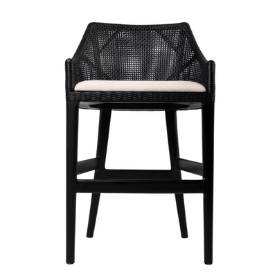 Oneworld Collection chairs & stools Charlotte Rattan Counter Stool Black