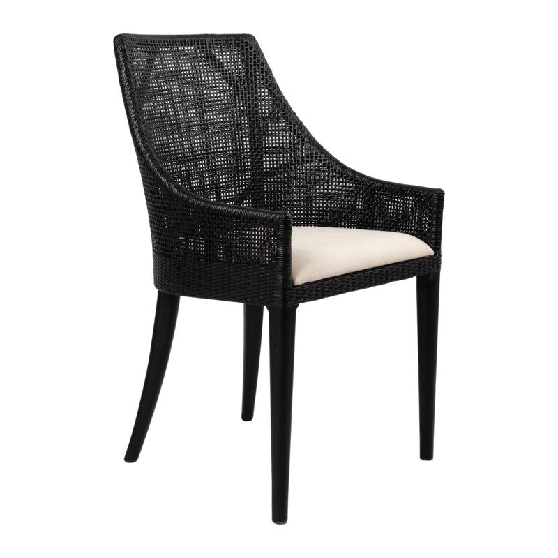 Oneworld Collection dining chairs Charlotte Rattan Dining Chair Black