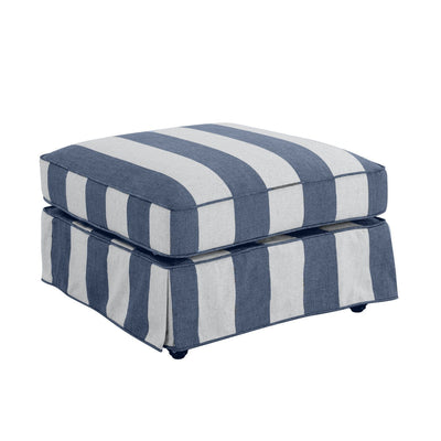 Florabelle Living Ottomans Noosa Hamptons Ottoman Denim/Cream Stripe Linen Blend