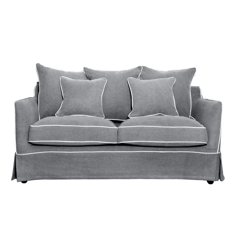 Florabelle Living Sofa Beds Noosa 2.5 Seat Sofa Bed Grey W/ White Piping