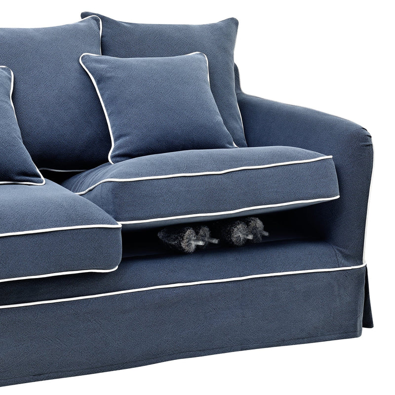 Florabelle Living Sofa Beds Noosa 2.5 Seat Sofa Bed Navy W/ White Piping
