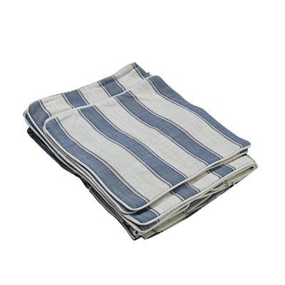 Oneworld Collection Ottomans Slip Cover Only - Noosa Hamptons Ottoman Blue Sky Stripe
