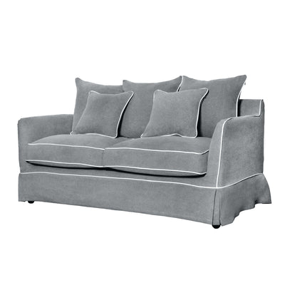 Florabelle Living Sofa Beds Noosa 2.5 Seat Sofa Bed Grey W/ White Piping