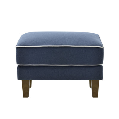 Oneworld Collection NZ Ottomans Bondi Ottoman Navy with White Piping