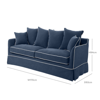 Florabelle Living 2 Seat Noosa 2 Seat Hamptons Navy W/White Piping Linen Blend