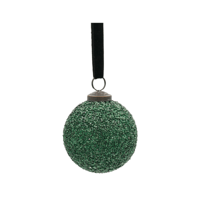 Flower systems Christmas Green Texture Glass Bauble - 7.5cm