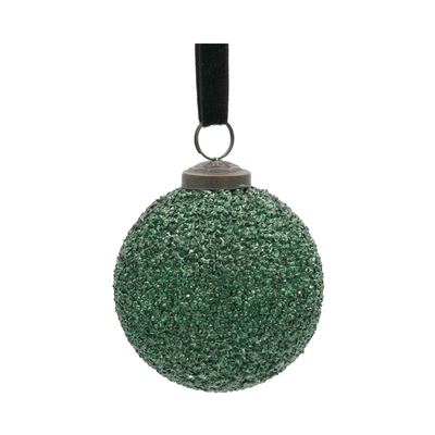 Flower systems Christmas Green Texture Glass Bauble - 10cm