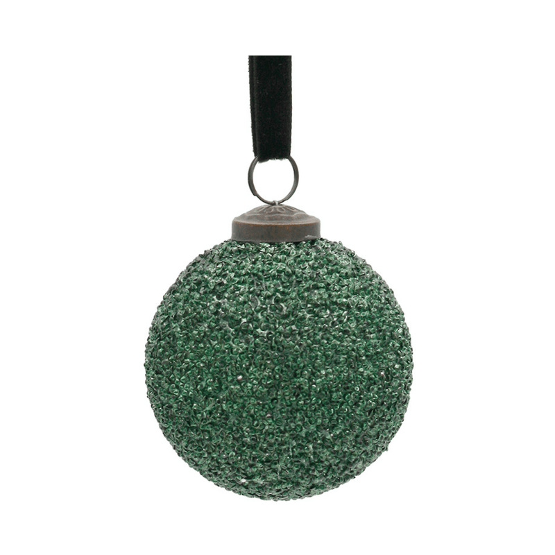 Flower systems Christmas Green Texture Glass Bauble - 10cm