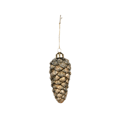 Flower systems Christmas Green Pinecone Glass Bauble - 13cm